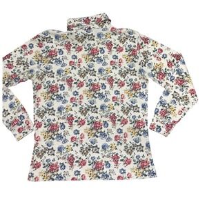 Vintage Bobbie Brooks Floral Print Long Sleeve Turtleneck Top Size S